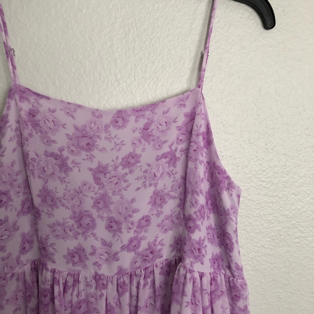 Pink and purple floral ruffle tier mini dress - Picture 4 of 6